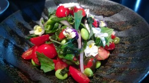 Datterini tomato and edamame salad