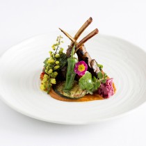 Spring lamb cutlets pickled Japanese rose